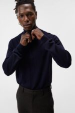 Kiyan Quarter Zip Sweater Navy Men J.Lindeberg Clothing 66XF990 - Image 4