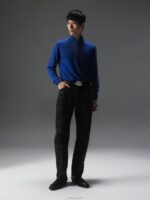 Kiyan Quarter Zip Sweater Navy Peony Men J.Lindeberg Clothing 66XF2275 - Image 2