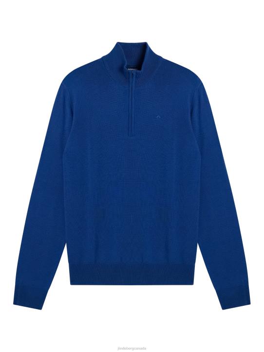 Kiyan Quarter Zip Sweater Navy Peony Men J.Lindeberg Clothing 66XF2275 - Image 4