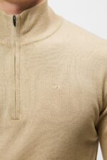 Kiyan Quarter Zip Sweater Safari Beige Men J.Lindeberg Clothing 66XF1041 - Image 3