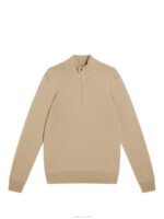 Kiyan Quarter Zip Sweater Safari Beige Men J.Lindeberg Clothing 66XF1041 - Image 4