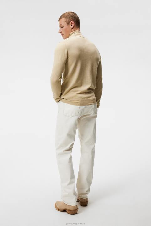 Kiyan Quarter Zip Sweater Safari Beige Men J.Lindeberg Clothing 66XF1041 - Image 1