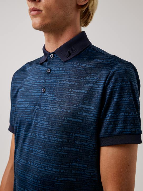 Kv Print Golf Polo HQ Blue Men J.Lindeberg Clothing 66XF2119 - Image 4