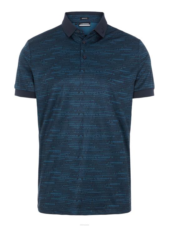 Kv Print Golf Polo HQ Blue Men J.Lindeberg Clothing 66XF2119 - Image 5