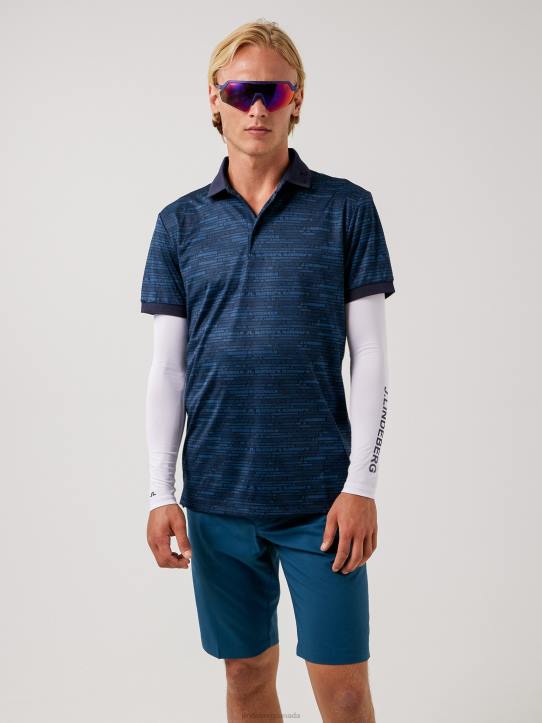 Kv Print Golf Polo HQ Blue Men J.Lindeberg Clothing 66XF2119 - Image 1