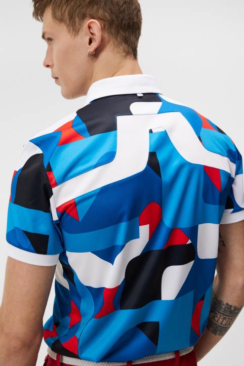 Kv Print Polo Brilliant Blue Big Bridge Men J.Lindeberg Clothing 66XF273 - Image 3