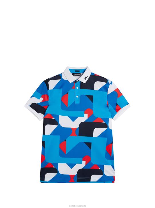 Kv Print Polo Brilliant Blue Big Bridge Men J.Lindeberg Clothing 66XF273 - Image 5