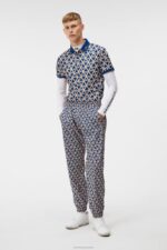 Kv Print Polo Estate Blue Diamond Men J.Lindeberg Clothing 66XF24 - Image 2