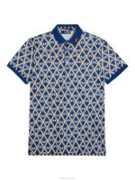 Kv Print Polo Estate Blue Diamond Men J.Lindeberg Clothing 66XF24 - Image 5