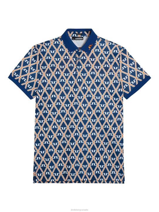 Kv Print Polo Estate Blue Diamond Men J.Lindeberg Clothing 66XF24 - Image 5