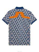 Kv Print Polo Estate Blue Diamond Men J.Lindeberg Clothing 66XF24 - Image 6