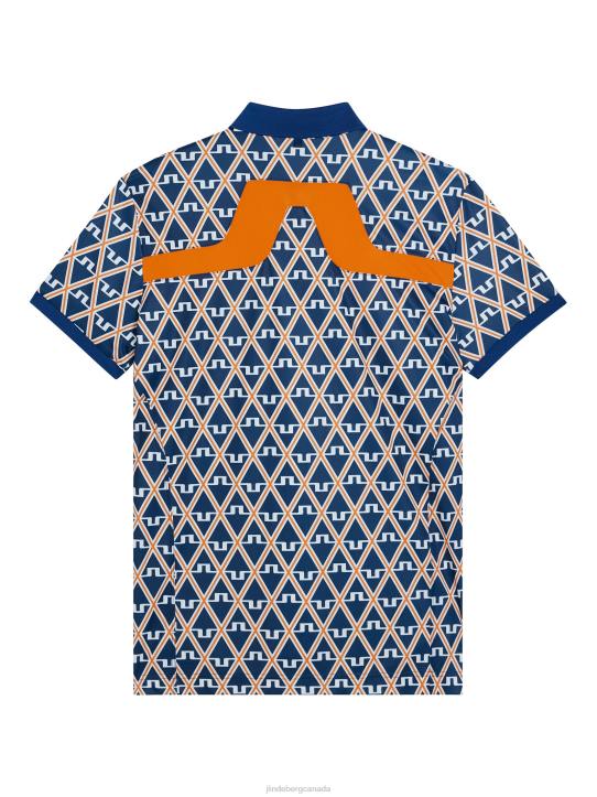 Kv Print Polo Estate Blue Diamond Men J.Lindeberg Clothing 66XF24 - Image 6
