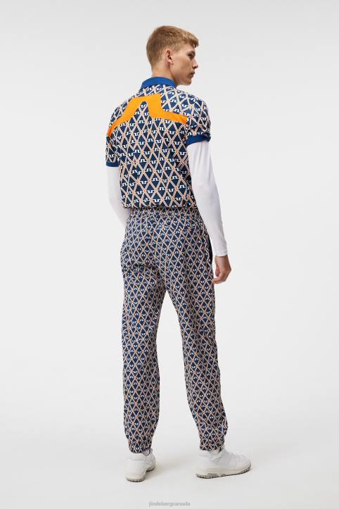 Kv Print Polo Estate Blue Diamond Men J.Lindeberg Clothing 66XF24 - Image 1