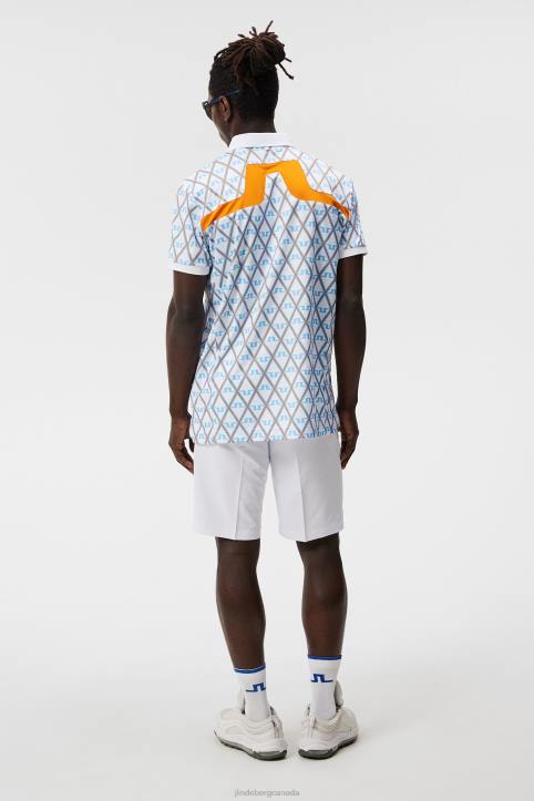 Kv Print Polo Little Boy Blue Diamond Men J.Lindeberg Clothing 66XF25 - Image 1