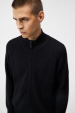 Kyler Wool Blend Zip Black Men J.Lindeberg Clothing 66XF1003 - Image 3