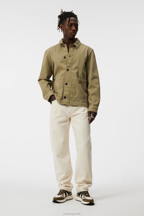 Lando Organic Cotton Twill Overshirt Aloe Men J.Lindeberg Clothing 66XF1195 - Image 2