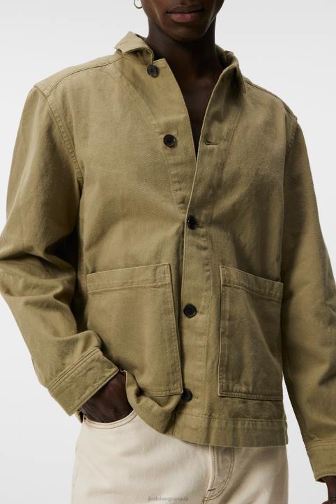 Lando Organic Cotton Twill Overshirt Aloe Men J.Lindeberg Clothing 66XF1195 - Image 4