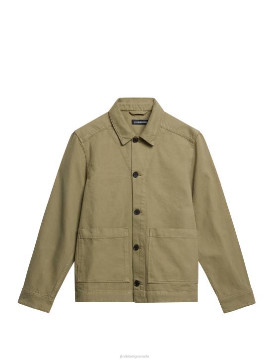 Lando Organic Cotton Twill Overshirt Aloe Men J.Lindeberg Clothing 66XF1195 - Image 5