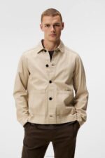 Lando Organic Twill Overshirt Oyster Gray Men J.Lindeberg Clothing 66XF1159