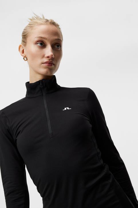 Lauryn Half Zip Mid Layer Black Women J.Lindeberg Clothing 66XF1879 - Image 3
