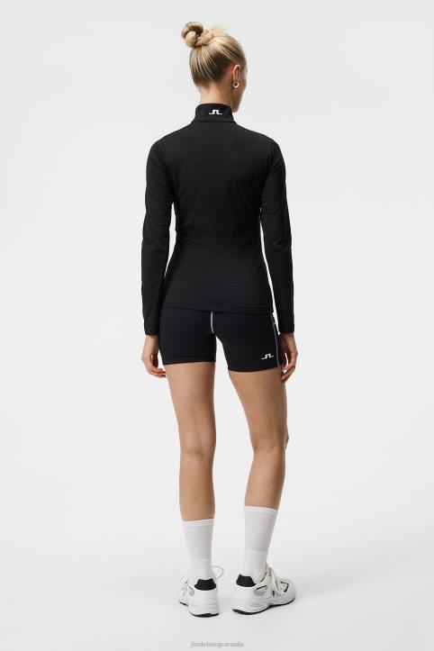 Lauryn Half Zip Mid Layer Black Women J.Lindeberg Clothing 66XF1879 - Image 1