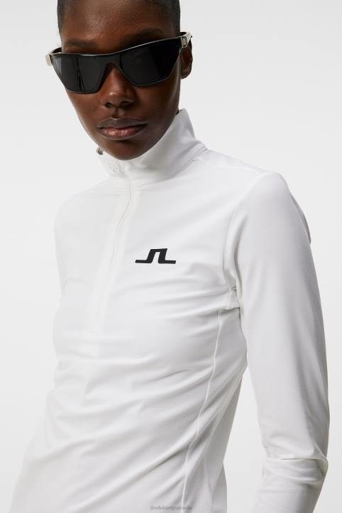 Lauryn Half Zip Mid Layer White Women J.Lindeberg Clothing 66XF1878 - Image 3