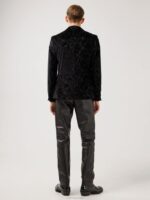 Lenny Printed Velvet Blazer Black Men J.Lindeberg Clothing 66XF2567 - Image 2