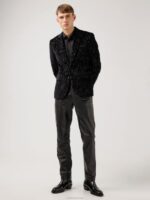 Lenny Printed Velvet Blazer Black Men J.Lindeberg Clothing 66XF2567 - Image 3