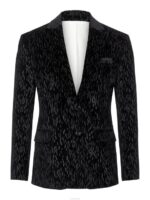 Lenny Printed Velvet Blazer Black Men J.Lindeberg Clothing 66XF2567 - Image 5