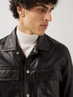 Lenox Leather Overshirt Black Men J.Lindeberg Clothing 66XF2469 - Image 3