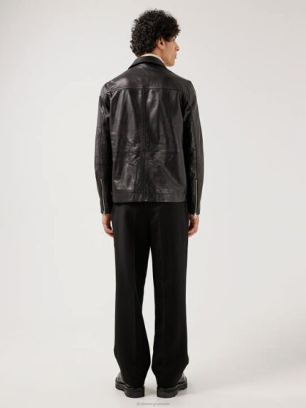 Lenox Leather Overshirt Black Men J.Lindeberg Clothing 66XF2469