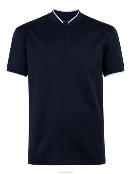 Leo Quarter Zip Polo Navy Men J.Lindeberg Clothing 66XF2107