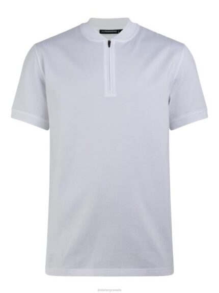 Leo Quarter Zip Polo White Men J.Lindeberg Clothing 66XF2106