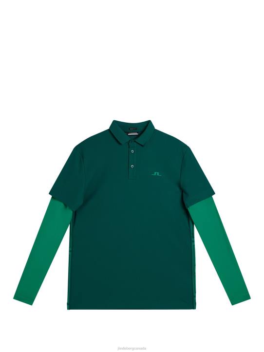Liam Long Sleeve Polo Rain Forest Men J.Lindeberg Clothing 66XF217 - Image 6
