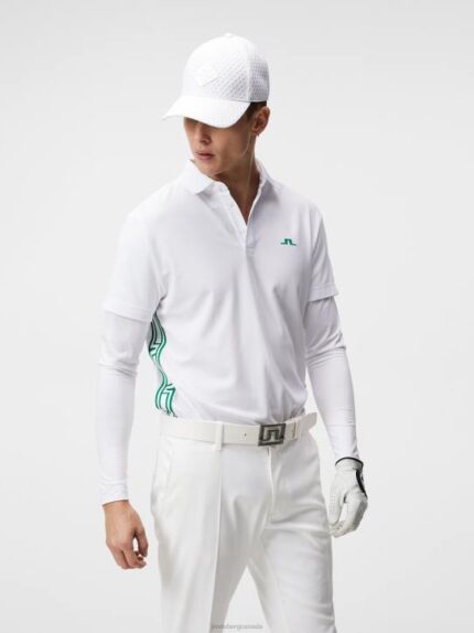 Liam Long Sleeve Polo White Men J.Lindeberg Clothing 66XF215
