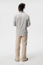 Light Flannel Slim Shirt Light Grey Men J.Lindeberg Clothing 66XF1156 - Image 2