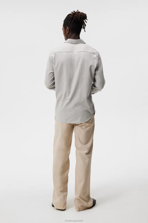 Light Flannel Slim Shirt Light Grey Men J.Lindeberg Clothing 66XF1156 - Image 2
