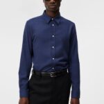 Light Flannel Slim Shirt Navy Men J.Lindeberg Clothing 66XF1157