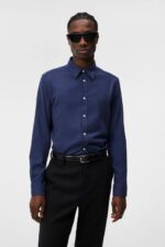 Light Flannel Slim Shirt Navy Men J.Lindeberg Clothing 66XF1157