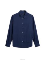 Light Flannel Slim Shirt Navy Men J.Lindeberg Clothing 66XF1157 - Image 6