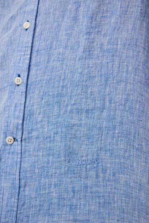Linen Melange Long Sleeve Slim Shirt Lapis Blue Men J.Lindeberg Clothing 66XF1180 - Image 4