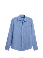 Linen Melange Long Sleeve Slim Shirt Lapis Blue Men J.Lindeberg Clothing 66XF1180 - Image 5