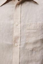 Linen Melange Long Sleeve Slim Shirt Safari Beige Men J.Lindeberg Clothing 66XF1179 - Image 4
