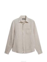 Linen Melange Long Sleeve Slim Shirt Safari Beige Men J.Lindeberg Clothing 66XF1179 - Image 5