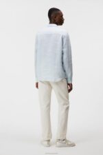 Linen Melange Shirt Dream Blue Men J.Lindeberg Clothing 66XF1177 - Image 2