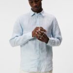 Linen Melange Shirt Dream Blue Men J.Lindeberg Clothing 66XF1177