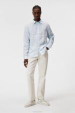 Linen Melange Shirt Dream Blue Men J.Lindeberg Clothing 66XF1177 - Image 3