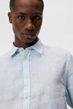 Linen Melange Shirt Dream Blue Men J.Lindeberg Clothing 66XF1177 - Image 5