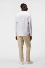 Linen Melange Shirt White Men J.Lindeberg Clothing 66XF1176 - Image 2