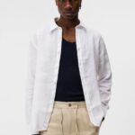Linen Melange Shirt White Men J.Lindeberg Clothing 66XF1176